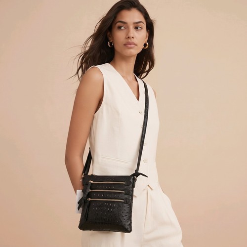Damen handtasche kroko schwarz - handtasche,