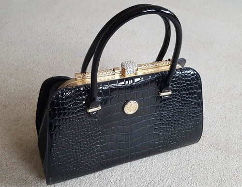 Ladies handbag croc - , embossed