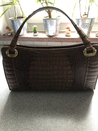 Croc leather handbag brown - croc,