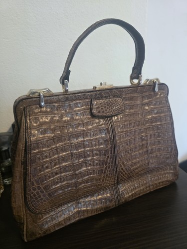 Vintage braun kroko - braun, kroko-prägung